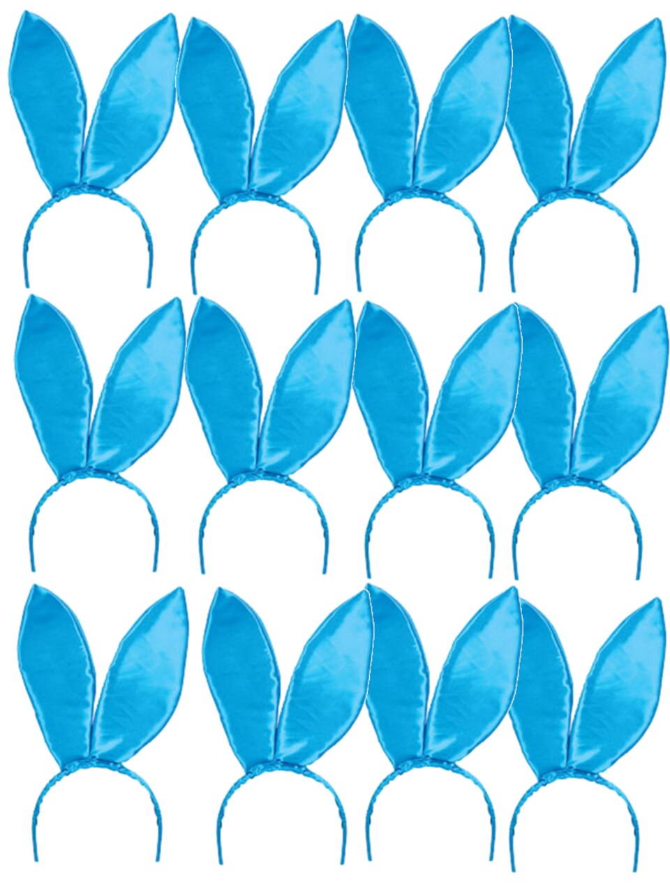 Set Of 12 9.5" Blue Satin Easter Bunny Rabbit Costume Ears Costume Accessories